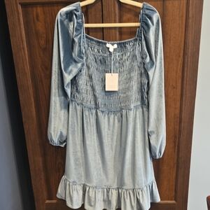 LC Lauren Conrad Blue Smocked Mini Dress